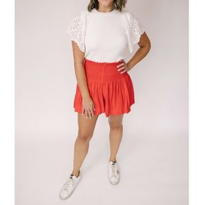Red Joy Joy Smocked Shorts